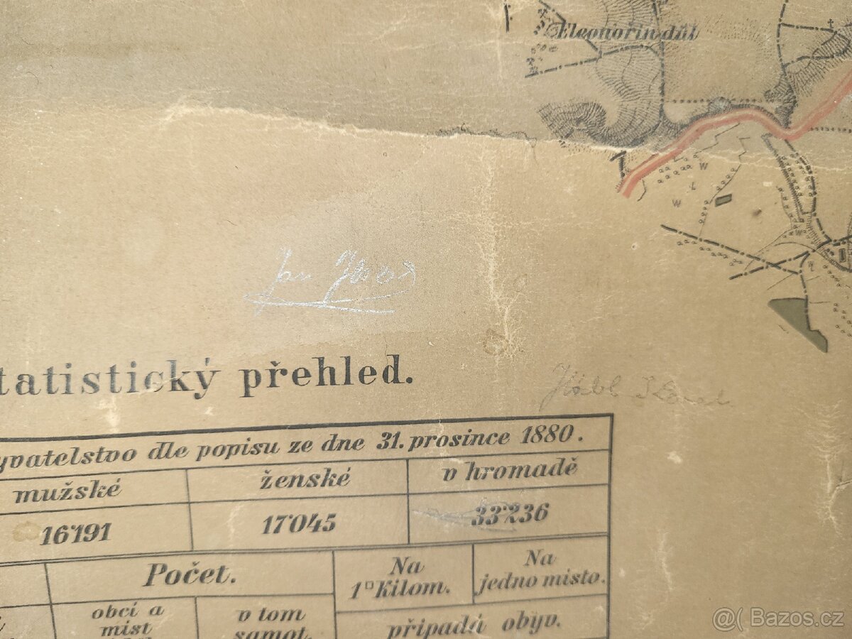 Historická mapa okresu Lounského – rok 1883, originál - 9