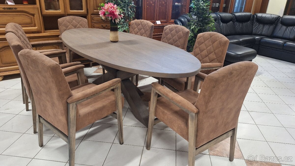 Oválný jídelní stůl + 8 křesel - 9