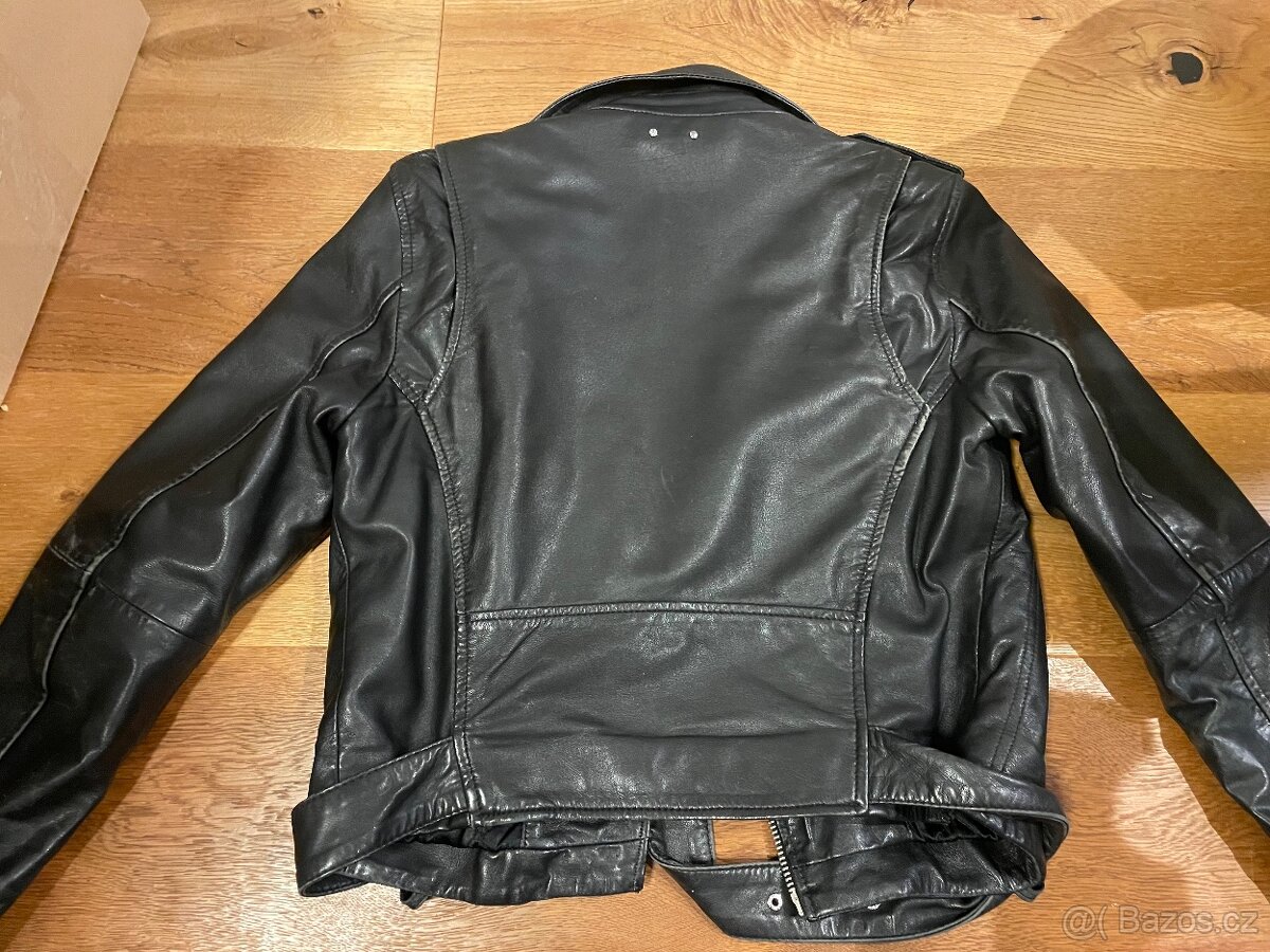 Calvin Klein Jeans – černá KOŽENÁ biker bunda z jehněčí kůže - 9