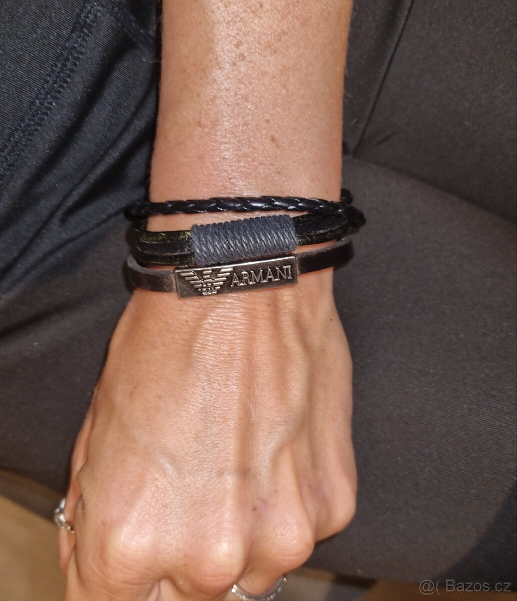 Armani pánský i unisex kožený náramek pravá kůže - 9
