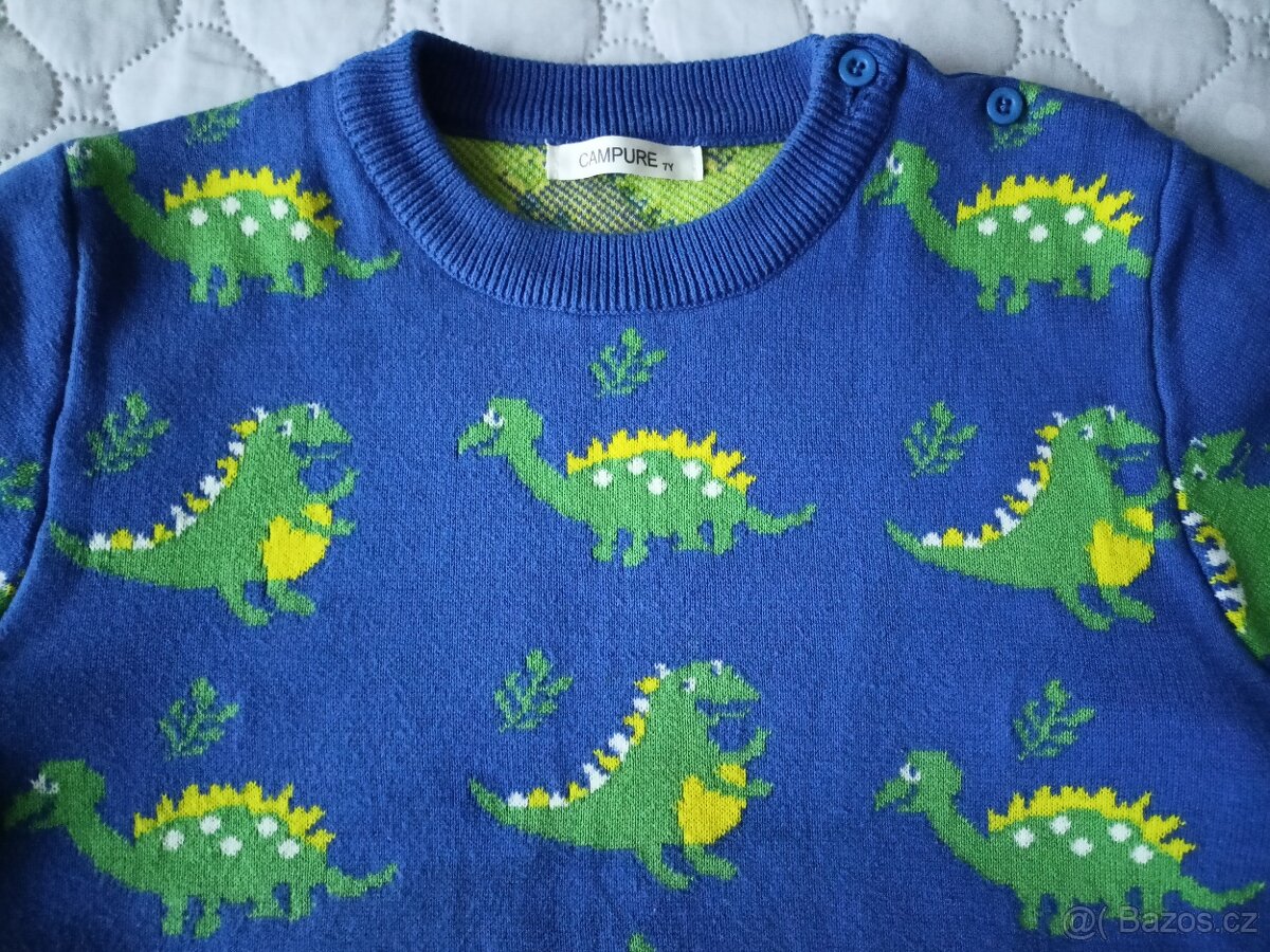Dětský Dino svetr top stav, vel.128 - 9