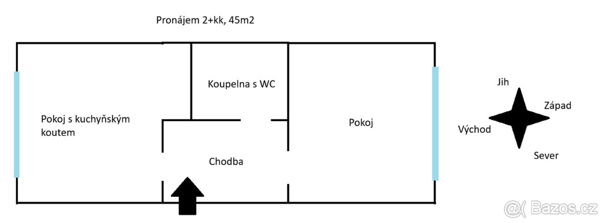Pronájem 2+kk, 45m2 (vybavený) (Rochlice, ul. Na Žižkově) - 9
