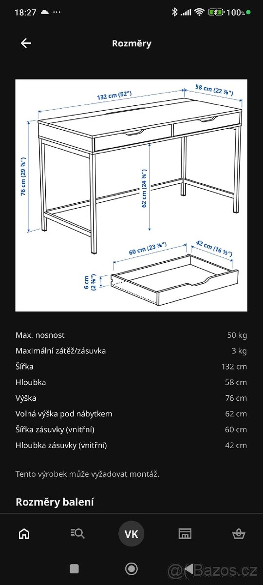 Psací stůl Alex IKEA 132x60cm - 9