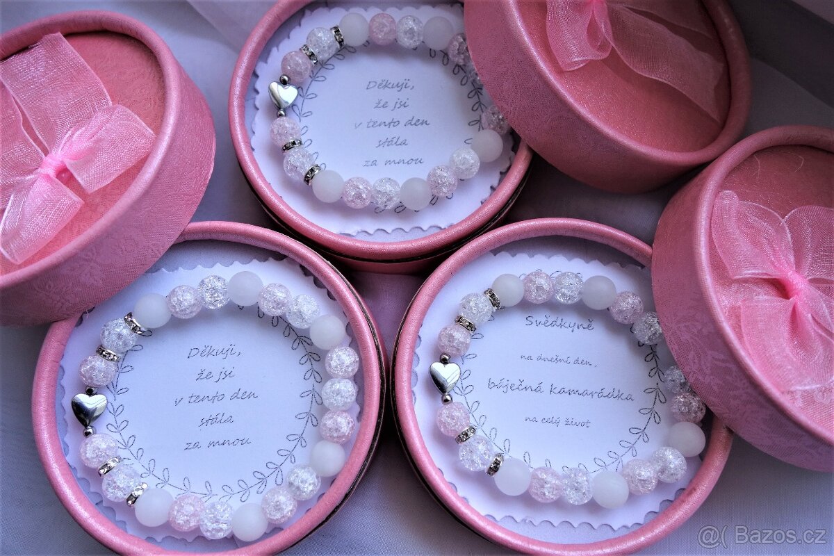 Svatební, rozlučkové náramky Svědkyně gravír. ocel.placička - 9