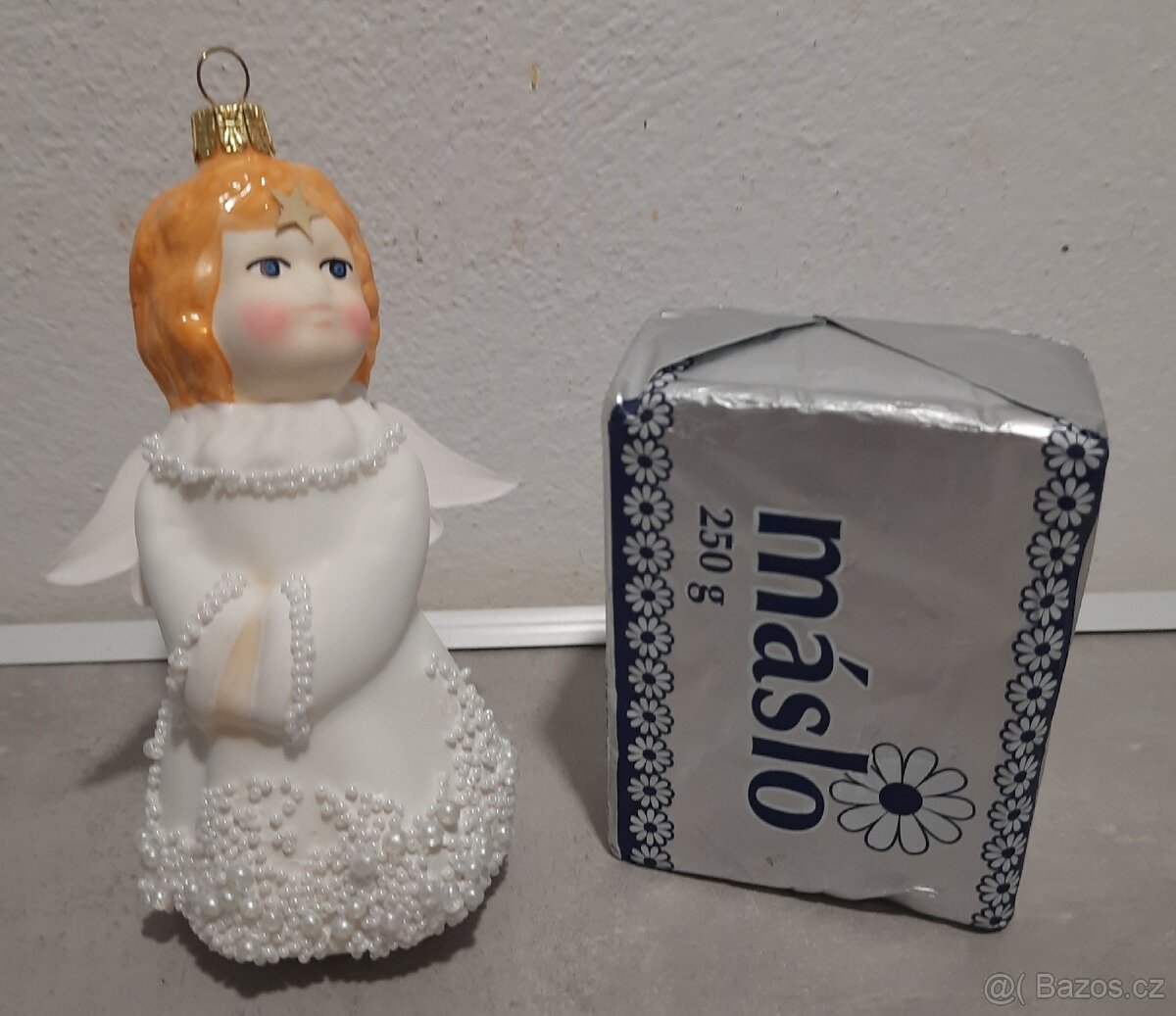 Vánoční ozdoba anděl skleněná - ruční výroba - 9