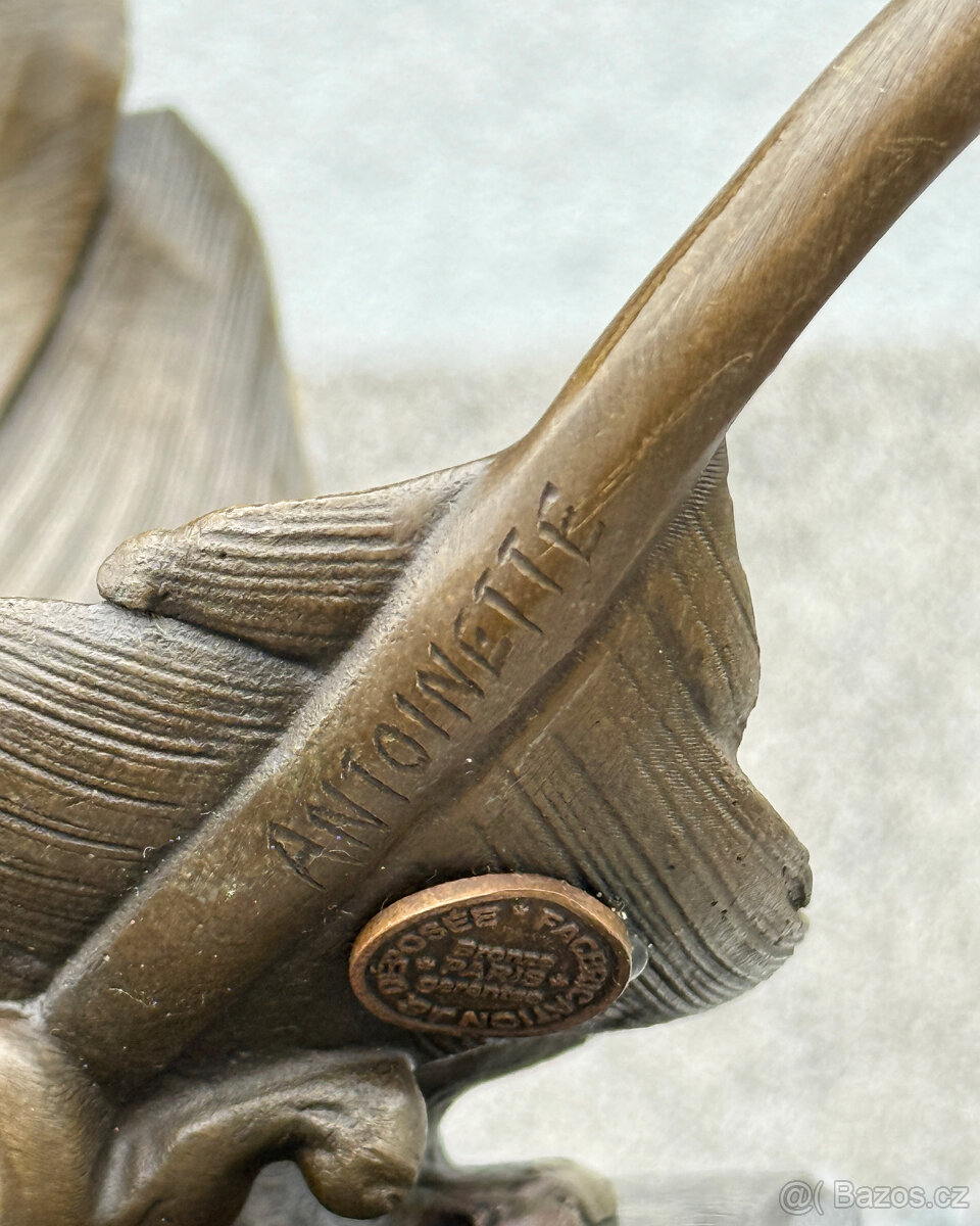 Luxusní bronzová socha Pírko s holuby elegantní dekorace - 9