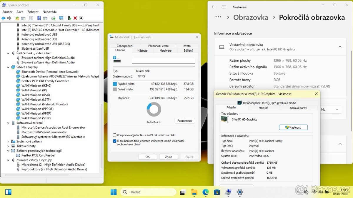 ACER V5-331 /INTEL/8GB/SSD240GB/NVIDIA/WIN11/ZÁRUKA - 9