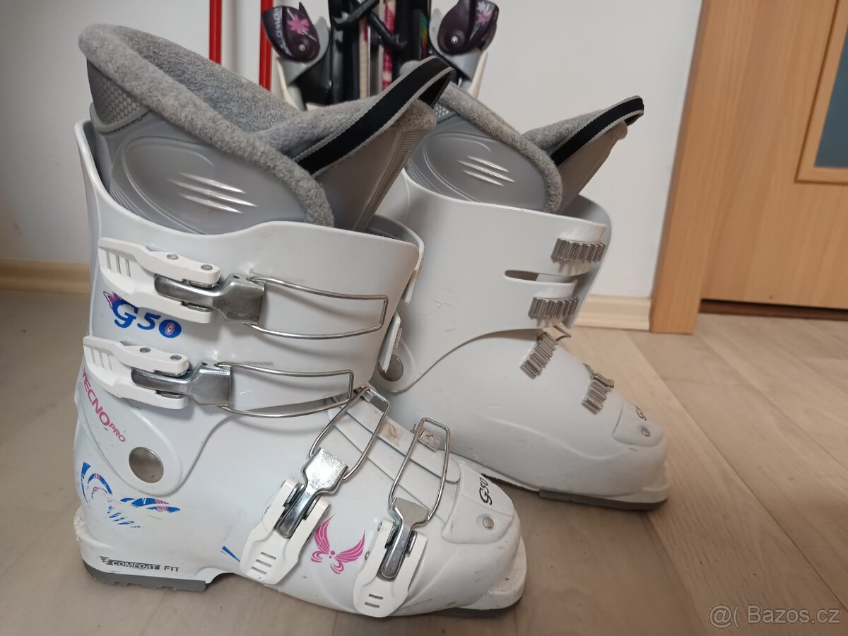 Lyžařský set, Salomon 120 cm, lyžáky Tecno Pro, hůlky Atomic - 9