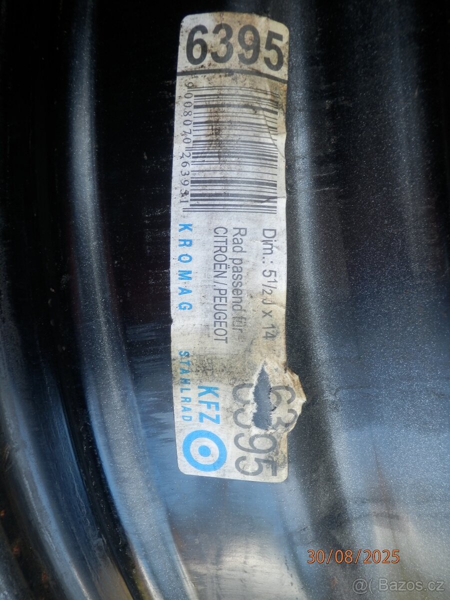 4xPlechové disky na CITROEN 14tky. ET24 300kč všechny. - 9