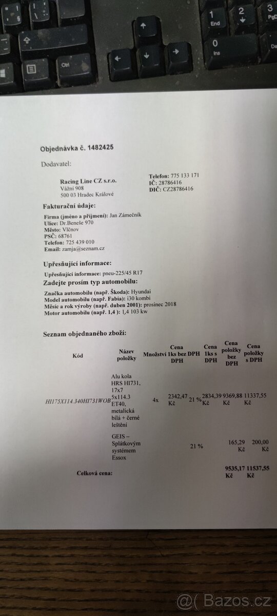ALU kola HRS 17x7 5x114,3 ET40 - 9