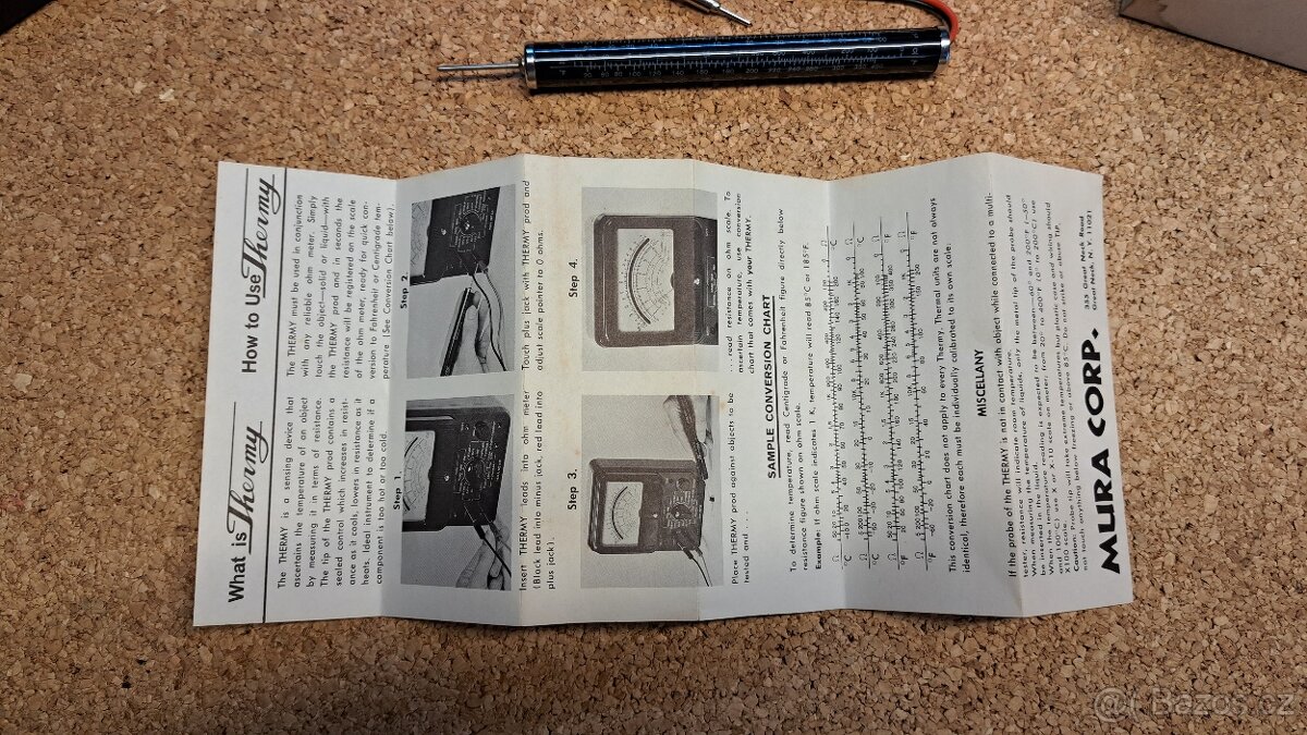 Historická teplotní sonda s převodní tabulkou NOS (teploměr) - 9