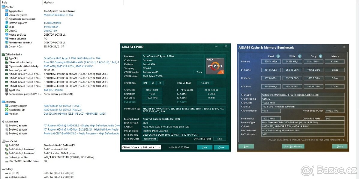 AMD Ryzen 7 5700, 32GB RAM, RX 6700 XT 12GB, 1TB NVMe - 9