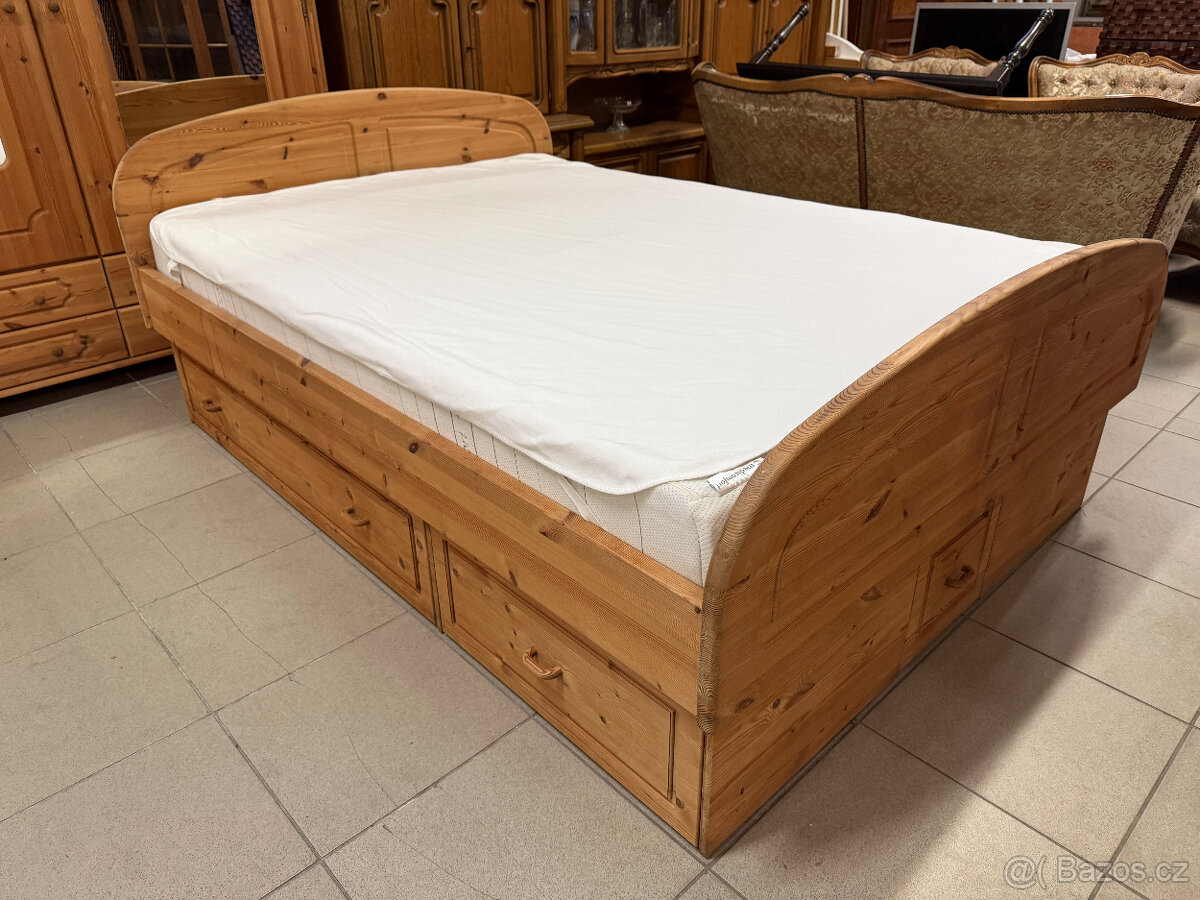 borovicová mládenecká ložnice 140cm postel - 9