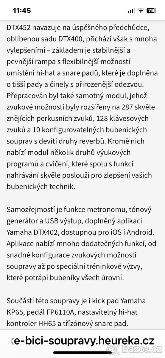 Prodám elektronické bicí Yamaha DTX452K - 9