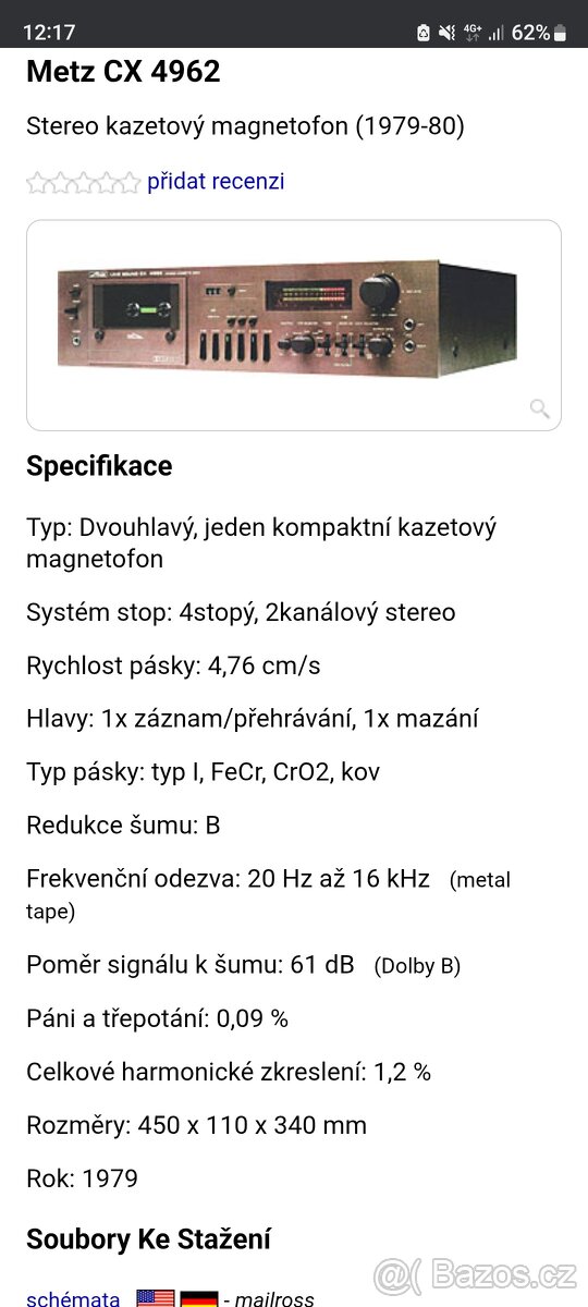 Tape deck Metz CX 4962 - 9