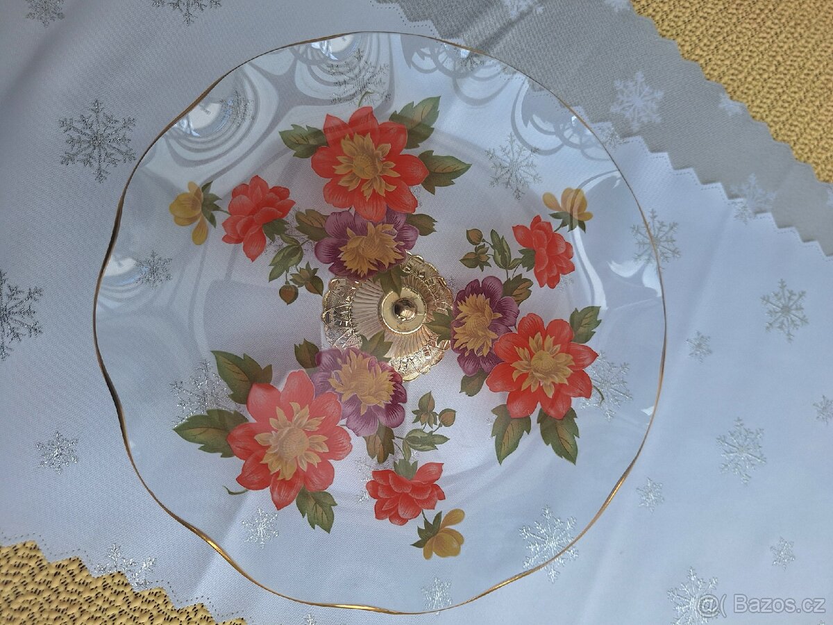 STAROŽITNÝ SKLENĚNÝ PODNOS - ANGLIE - 9