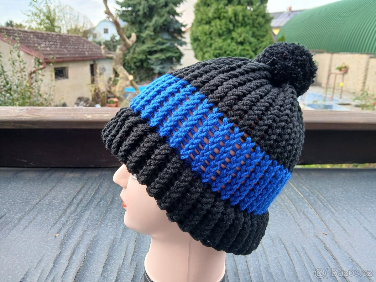 Nový pletený kulich dvojitý lem, - 9