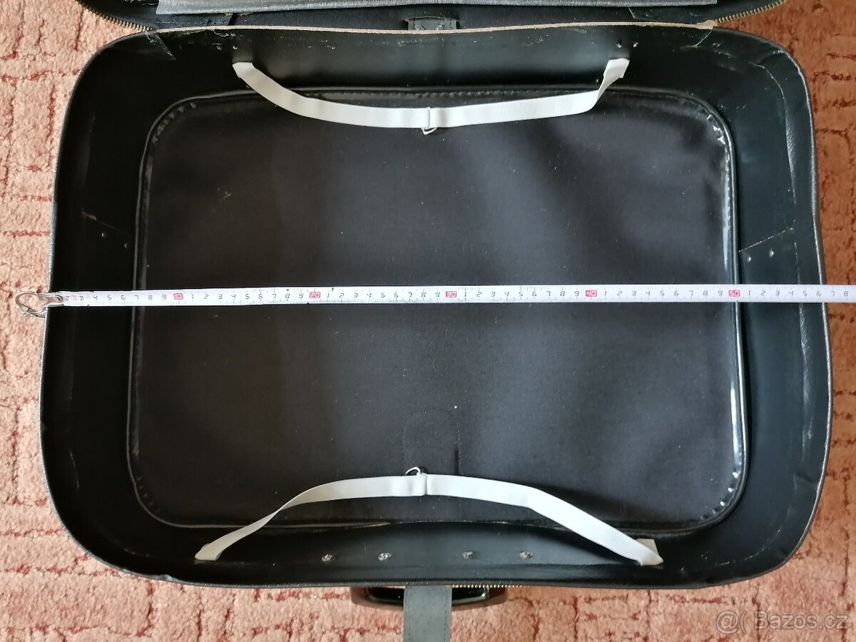 Retro koženkový kufr šedý - 9