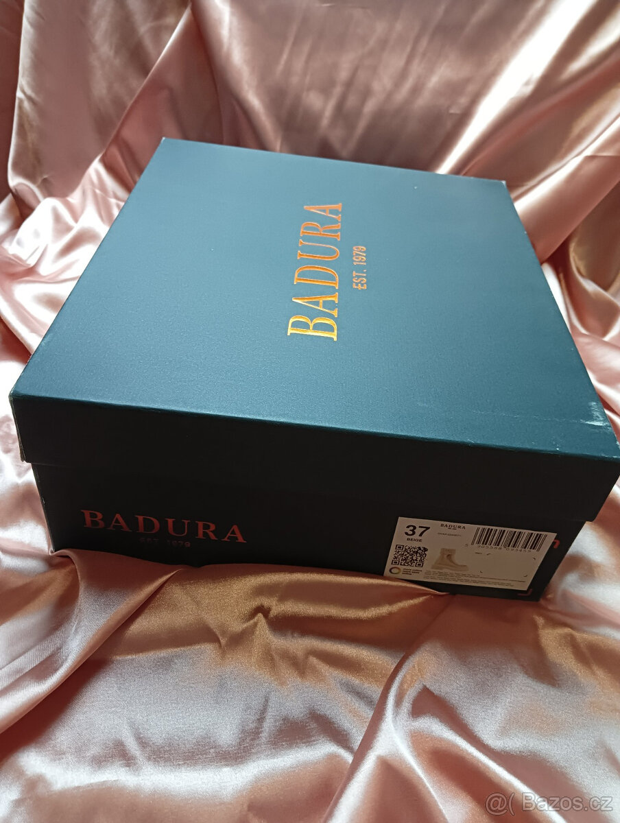 ♥️ Dámské kotníkové boty / polokozačky kožené béžové Badura - 9