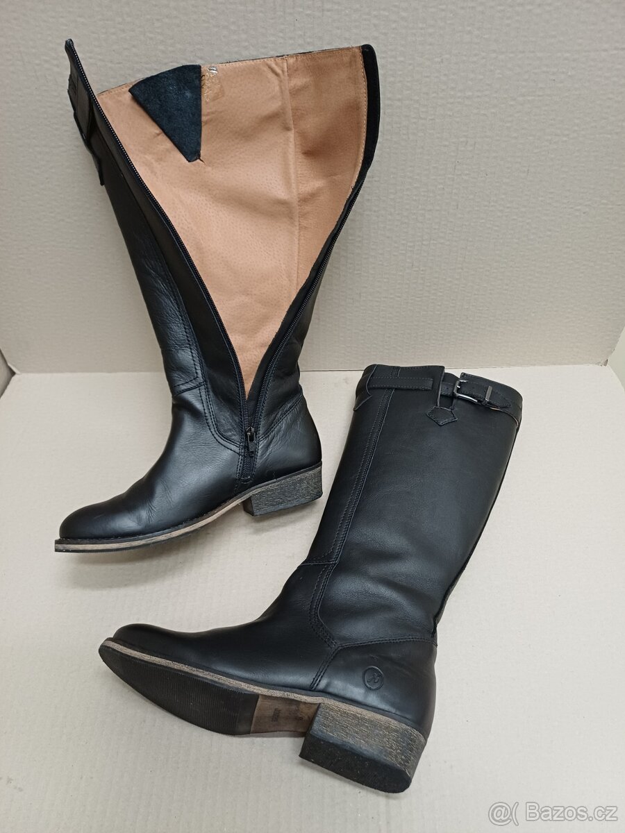 Černé kožené kozačky vel.38 - 9