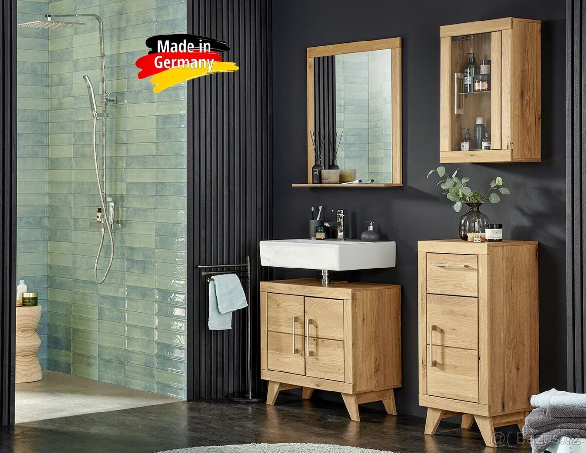 Koupelnová skříňka se zrcadlem z masivu - Divoký dub Germany - 9