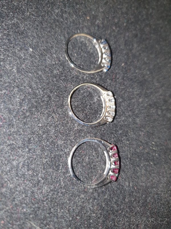 Prsteny 3ks osazene přirodnimi Diamanty,Rubiny a Safiry - 9