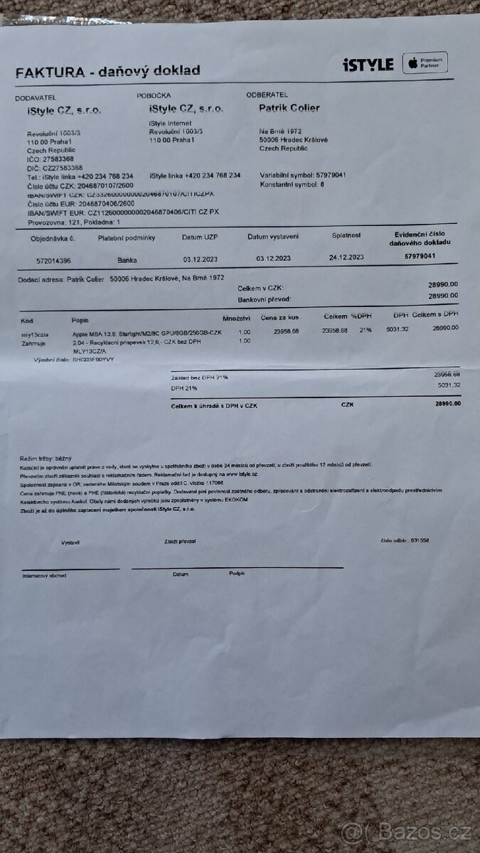 Macbook Air 13"6 M2 2023 8/256GB - 9