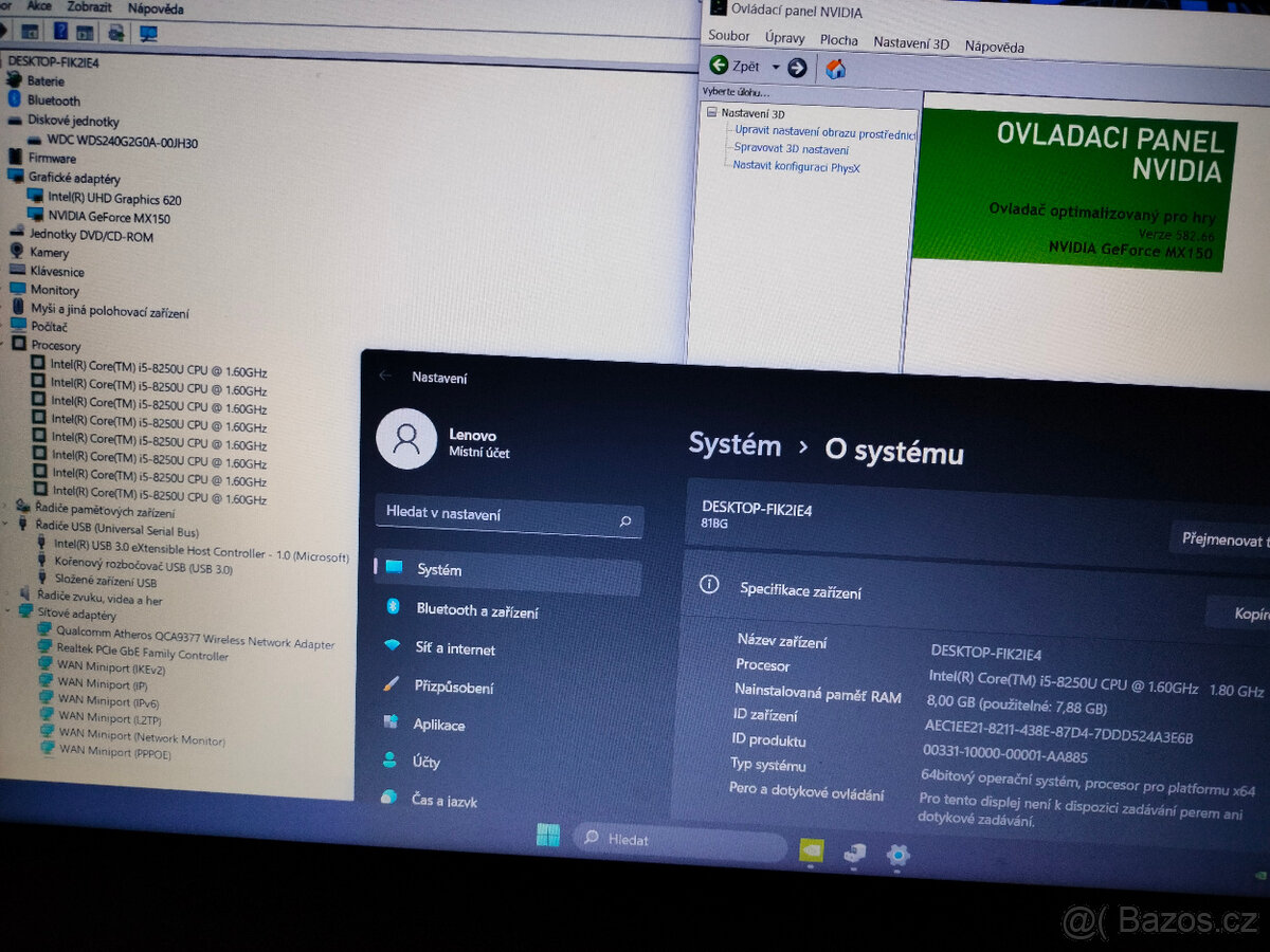 Herní Notebook Lenovo Ideapad - i5-8250U, NVIDIA MX150, 8GB - 9