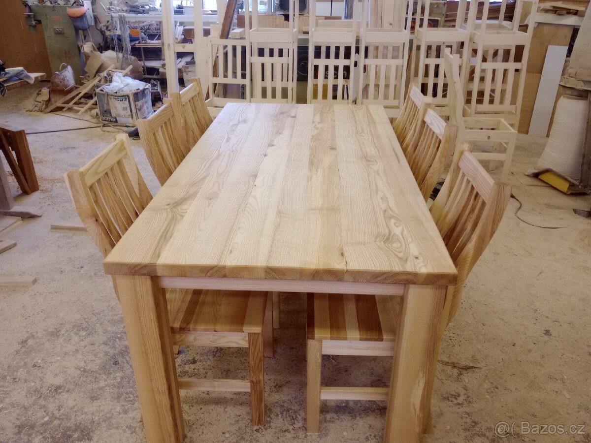 Jídelní stůl a židle masiv jasan set - 9