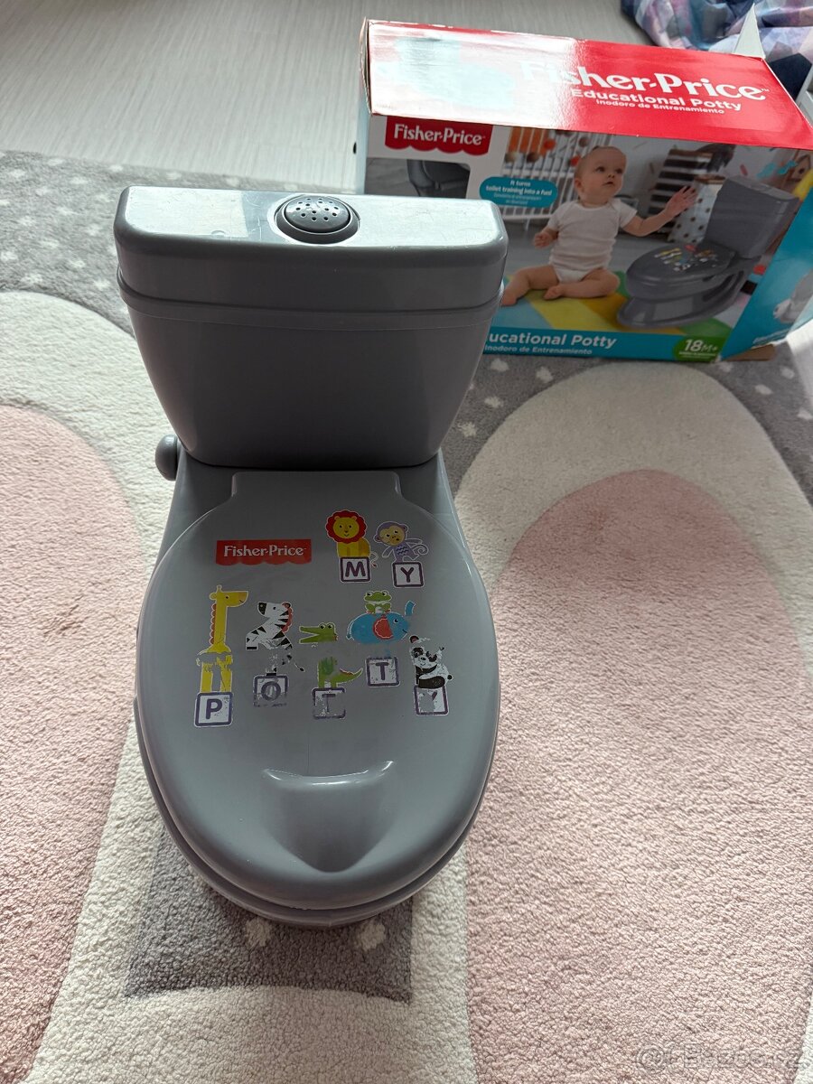 Fischer-Price - dětská toaleta, šedá se splachovadlem - 9