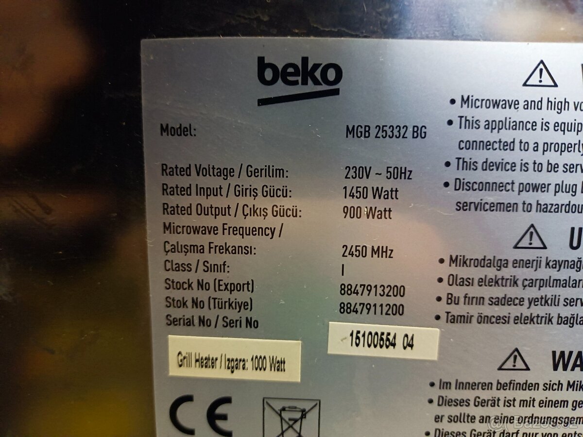 BEKO vestavná mic.trouba s horním grilem, nerez - 9