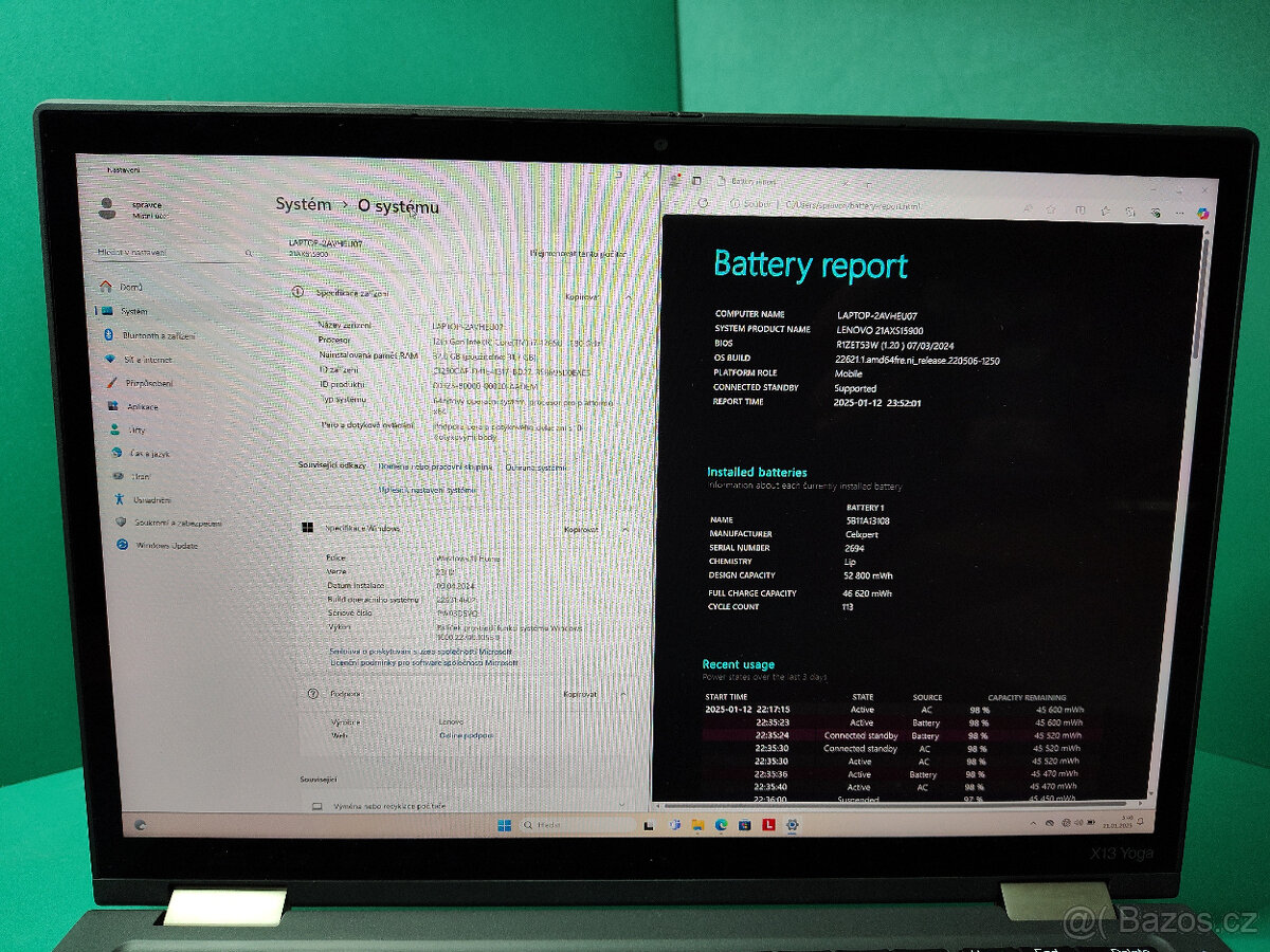 Lenovo ThinkPad x13 yoga g3 i7-1265u 32/512GB√FHD+√8m.√DPH - 9