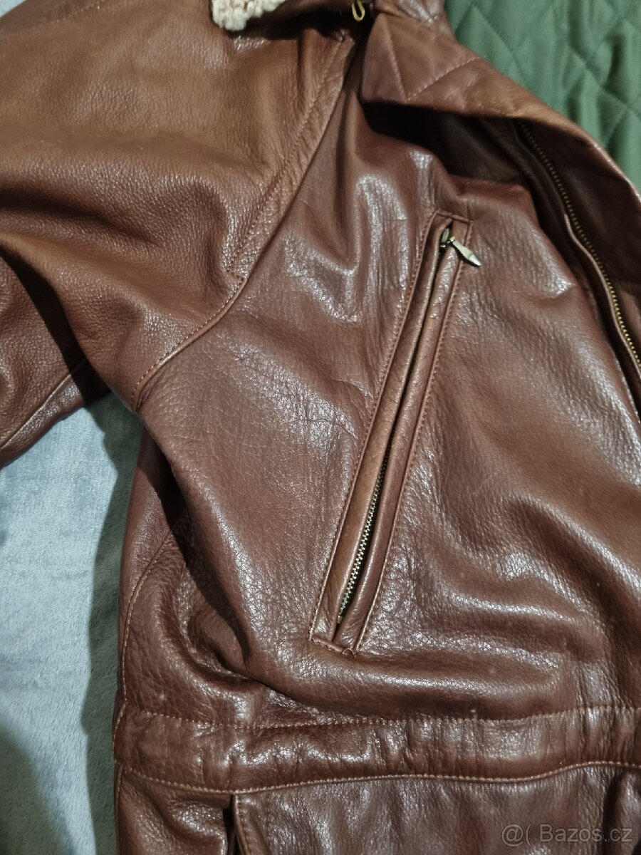 Znackova kožená bunda Timberland vintage odnímatelny limec L - 9