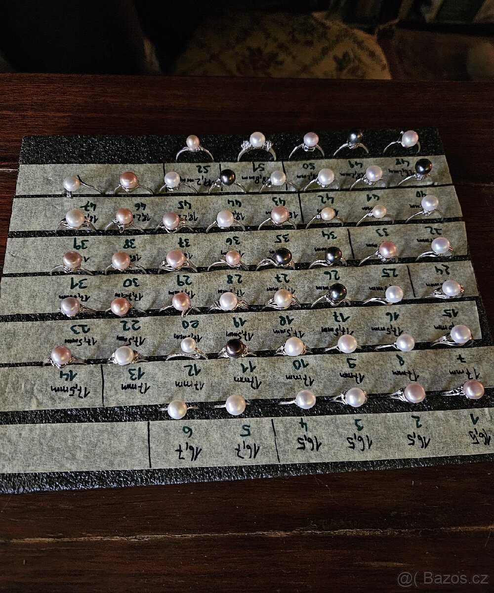 Stříbrné prsteny s perlou - 9