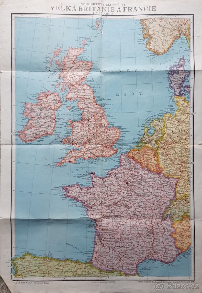 4 historické Mapy GB a Francie Evropa a Praha supr stav - 9