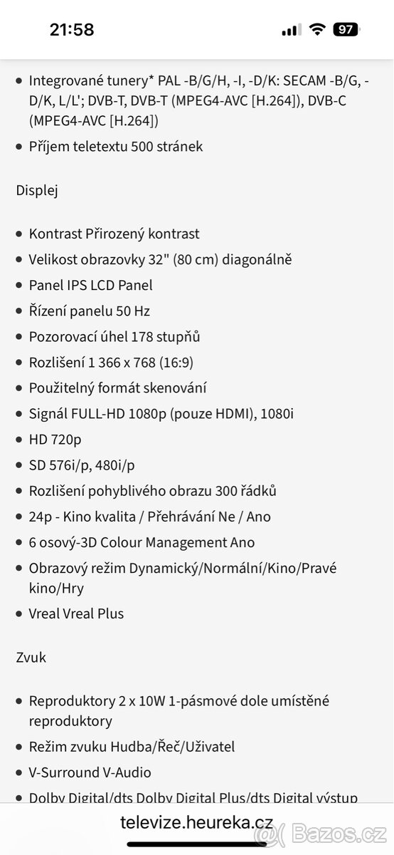 Televize Panasonic Viera 32 - 9
