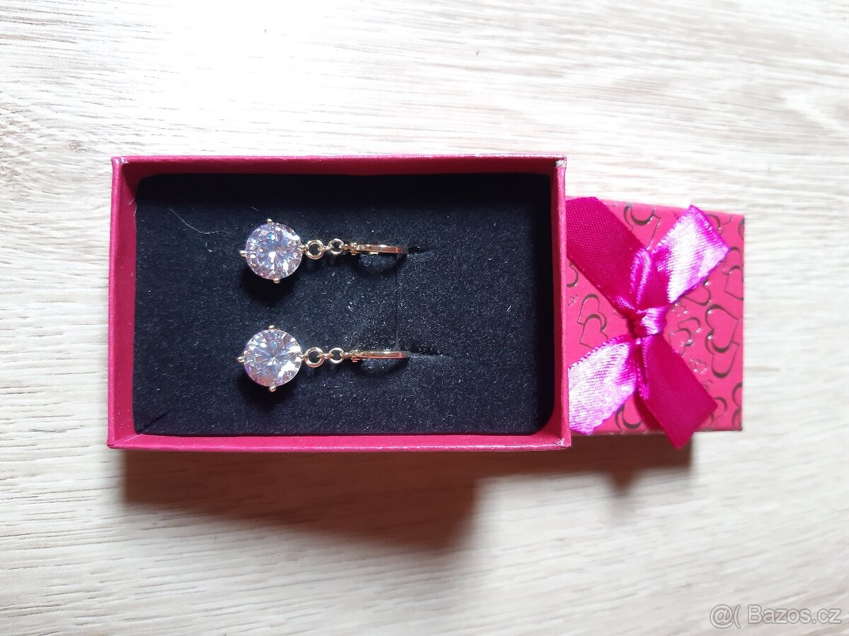 Luxusní visící pozlacené náušnice - 9