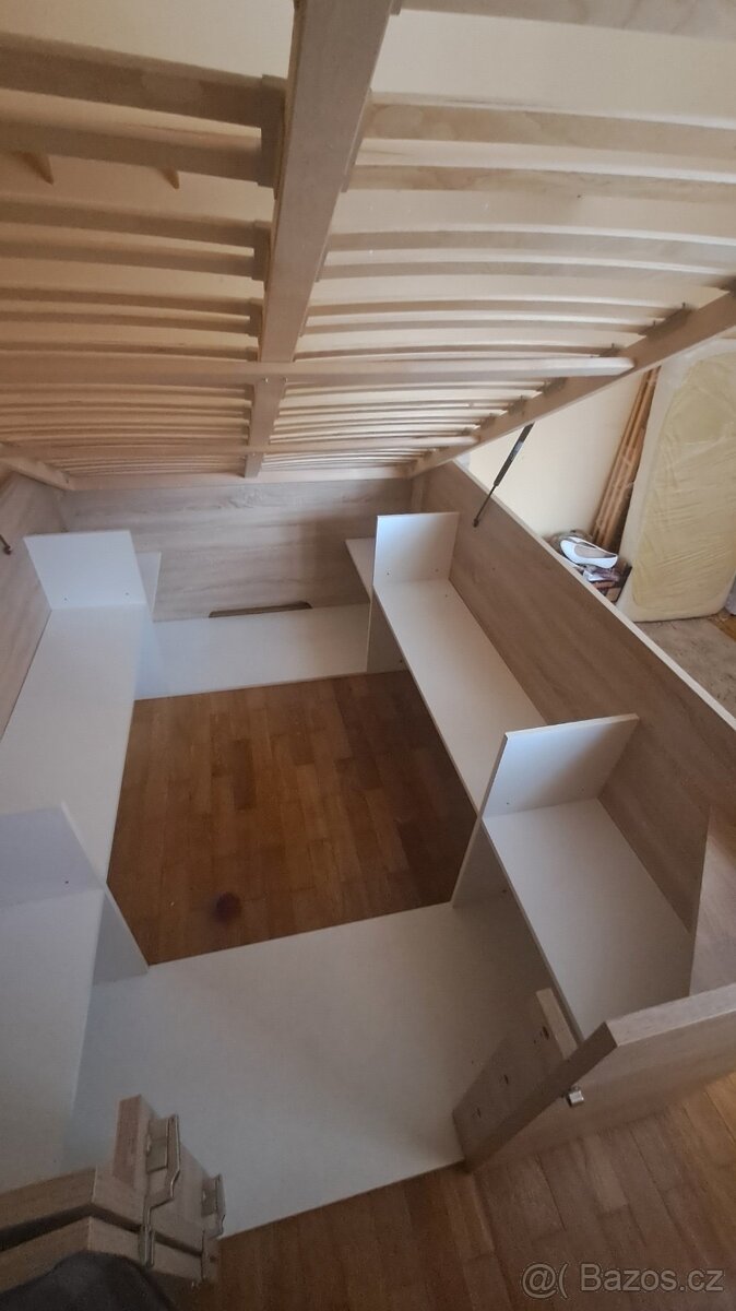 Postel s velkým úložným prostorem 140x200 v barvě dub - 9