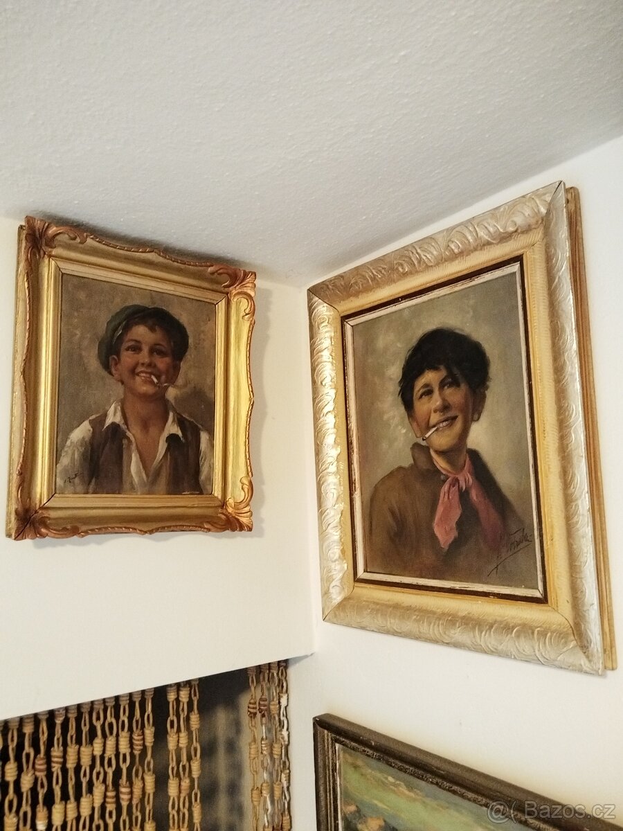 obraz ROŠŤANDA S CIGARETOU portrét, olej, František Votruba - 9