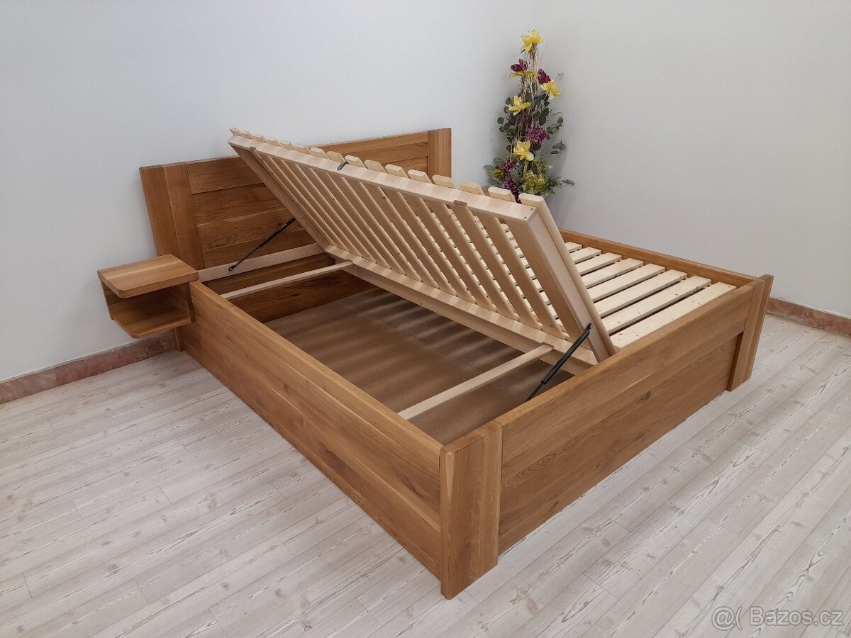 Nová dubová masivní postel, nosnost 700 kg, odvezu, smontuji - 9