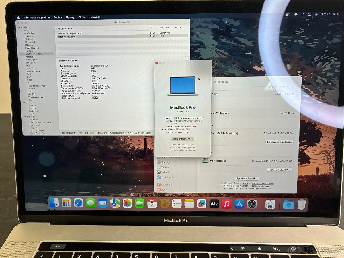MacBook Pro 15'' 2018 / i7 / 16GB / 512GB SSD - DPH - 9