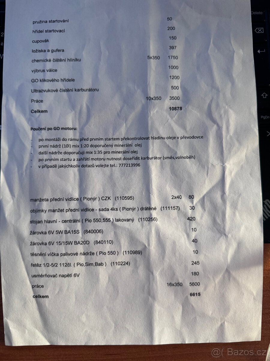 Jawa 550 pařez / TP - 9