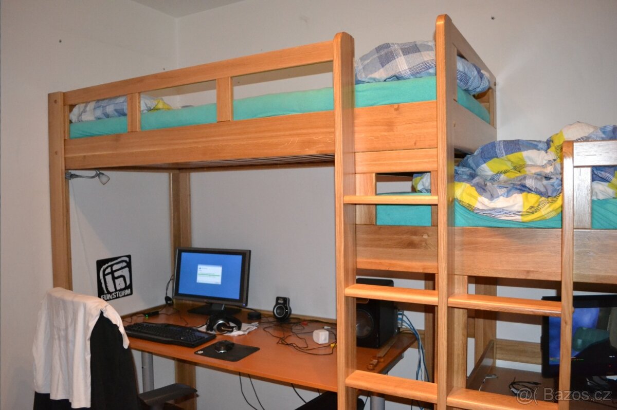 Vyvýšená 2 postel s prostorem dole, NADSTAVBA, masiv dřevo - 9