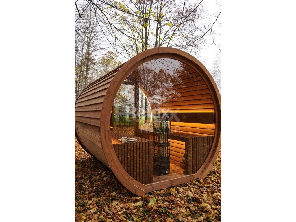 Finská sudová sauna 2,6 m - termo dřevo pro 6 osob - 9