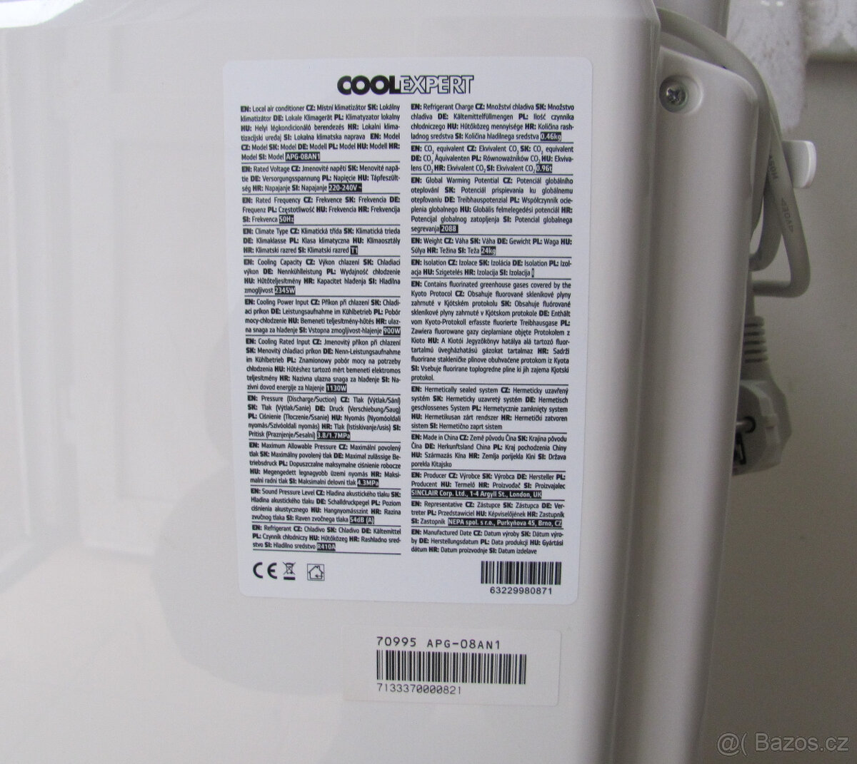 MOBILNÍ KLIMATIZACE COOLEXPERT APG-08AN1 - 9