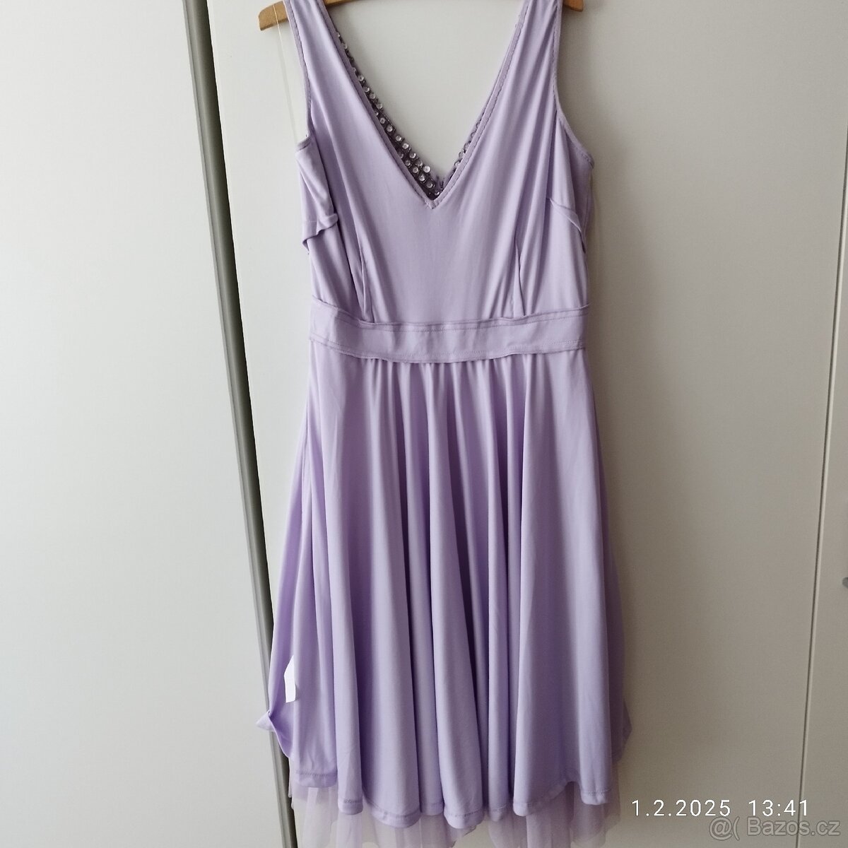 Krásné lila společenské midi šaty GODDIVA, vel. 14 - 9