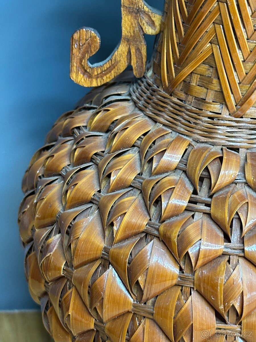 Proutěná váza na ikebanu, ručně vyr. 2010, dovoz Japonsko - 9