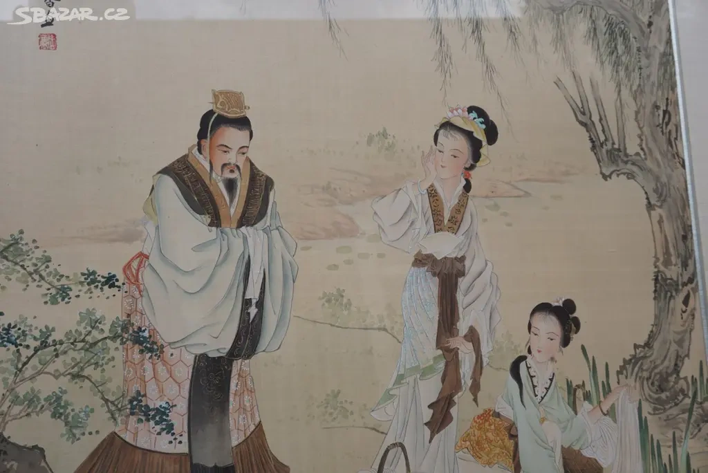 Krásný veliký starožitný malovaný obraz originál - 9