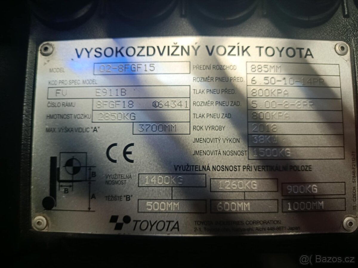 Čelni vysokozdvižný vozík Toyota 02-8FGF15 - 9