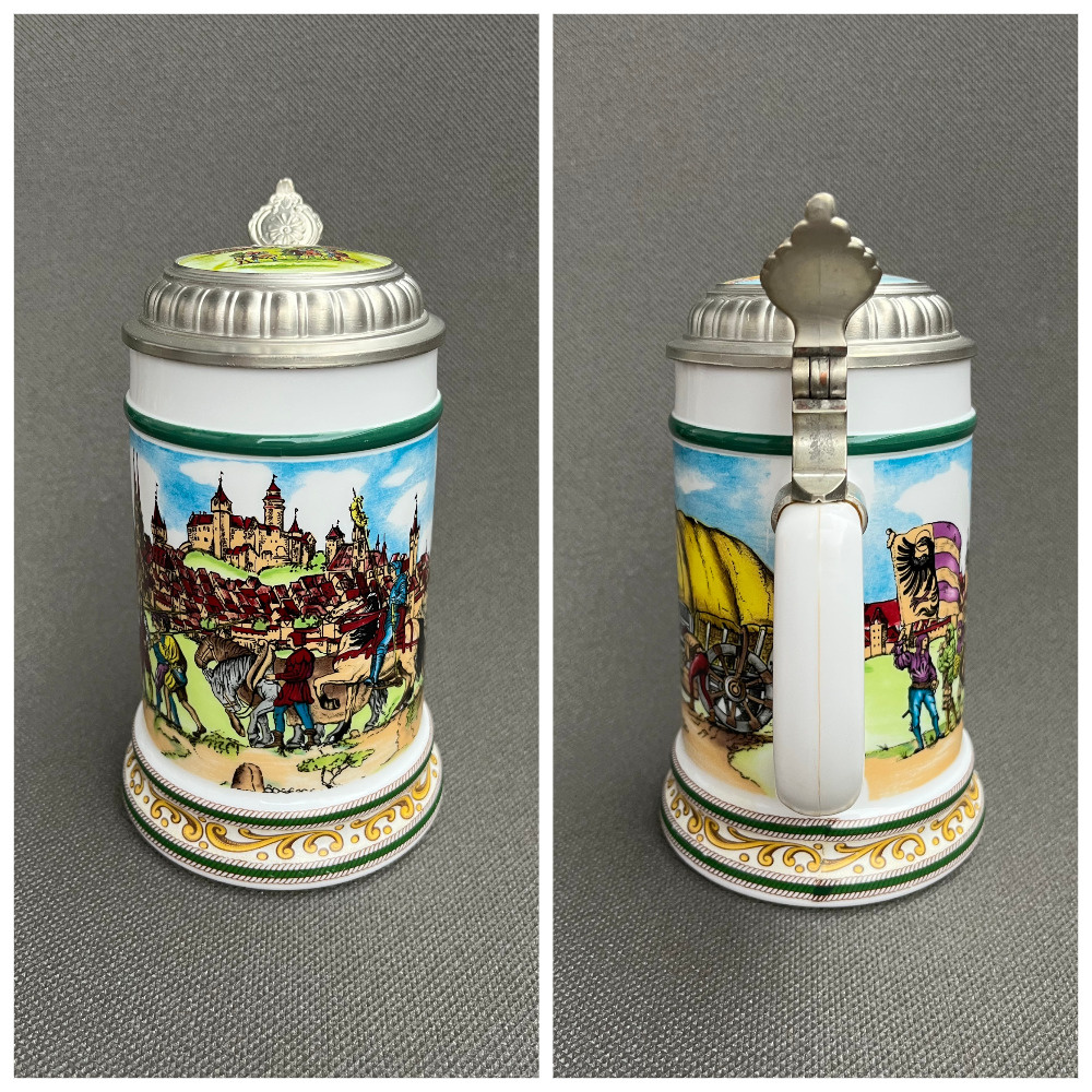 Korbel s cínovým víkem Rytířský turnaj 500ml, BMF - 9